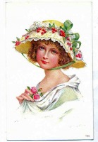 Ретро открытки - Красавица на французской открытке.