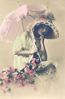 Ретро открытки - Девушка с зонтиком