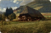 Ретро открытки - Лесной дом с часовней