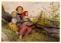 Ретро открытки - Дети с бабочками