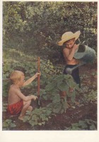 Ретро открытки - Юные садоводы