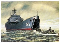 Ретро открытки - Большой десантный корабль 