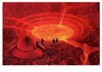 Ретро открытки - У вулканического кратера на раскаленной планете.