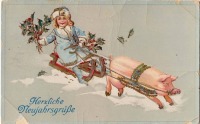 Ретро открытки - Вітання з Новим Роком. Поштівка з Німеччини.