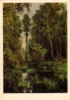 Ретро открытки - Заросший пруд у опушки леса