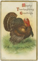Ретро открытки - Сердечные приветствия в День благодарения, 1908