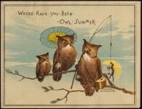 Ретро открытки - Где совы были летом ?