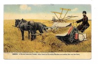 Ретро открытки - Американская уборочная машина в Сибири, 1911