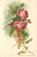 Ретро открытки - Розы и виноград