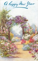 Ретро открытки - С Новым Годом. Цветущий сад