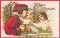 Ретро открытки - Счастливого Рождества. Санта Клаус и дети