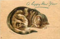 Ретро открытки - С Рождеством и  Новым Годом. Черепаховая кошка