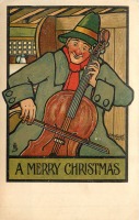 Ретро открытки - С Рождеством. Старик и виолончель