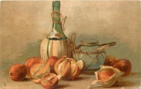Ретро открытки - Натюрморт с апельсинами и персиками