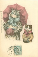 Ретро открытки - Визит кошачьей семьи