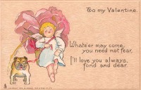 Ретро открытки - Моей Валентине. Крылатый херувим