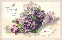 Ретро открытки - Послание любви. Букет фиалок и письмо