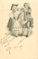 Ретро открытки - Девочка в бархатной накидке и мальчик в камзоле