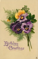 Ретро открытки - Букет из фиолетовых и жёлтых анютиных глазок