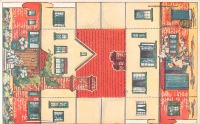 Ретро открытки - Модель коттеджа. Дом с высокой трубой и девочка с собакой