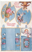 Ретро открытки - Кукольный дом. Младенец в колыбели.