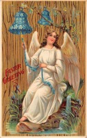 Ретро открытки - Пасхальные поздравления. Ангел и пасхальные колокола