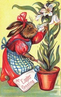 Ретро открытки - Счастливой Пасхи. Кролик-садовник
