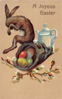 Ретро открытки - Счастливой Пасхи. Кролик и пасхальные яйца