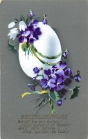 Ретро открытки - Пасхальное яйцо, фиалки и подснежники