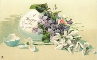Ретро открытки - Счастливой Пасхи. Пасхальное яйцо и весенние цветы