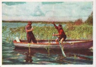Ретро открытки - Озеро Селигер. На рыбалке.
