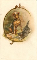 Ретро открытки - Собаки, кошки и мышки. Кошки и собаки