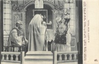 Ретро открытки - Три раввина с религиозными символами во время службы в синагоге