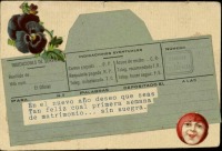 Ретро открытки - Открытка-телеграмма. Анютины глазки и портрет