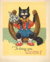 Ретро открытки - Удачи вам от чёрного кота !