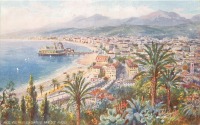 Ретро открытки - Вид на Королевский дворец и бухту Ангелов в Ницце