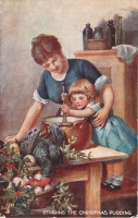 Ретро открытки - Рождественский пудинг, Мамина помощница