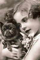 Ретро открытки - Ретро-поштівка.  Дівчинка з псом.