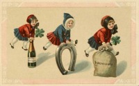 Ретро открытки - Три девочки и счастливый клевер
