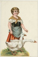 Ретро открытки - Девочка и два гуся