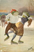 Ретро открытки - На коньках