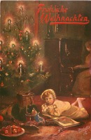 Ретро открытки - Счастливый рождественский вечер