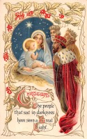 Ретро открытки - Три мудреца и Мария с младенцем