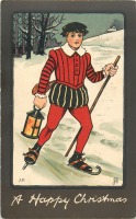 Ретро открытки - С Новым Годом. Катание на коньках