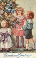 Ретро открытки - Дети и нарядная ёлка