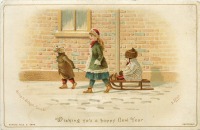 Ретро открытки - Счастливый Новый Год. По дороге в школу