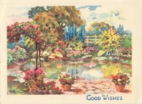 Ретро открытки - С. Шелтон. Добрые пожелания в Рождество. Цветущий сад для вас