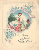Ретро открытки - Моей дорогой Валентине. Девушка с письмом в саду
