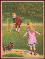 Ретро открытки - Сезонные поздравления. Игра в крикет
