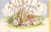 Ретро открытки - Счастливые пасхальные кролики